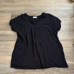 Impressions Black Textured Tunic Dress/Top